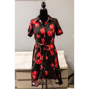 JustFab Black and Red Floral Dress, Size S